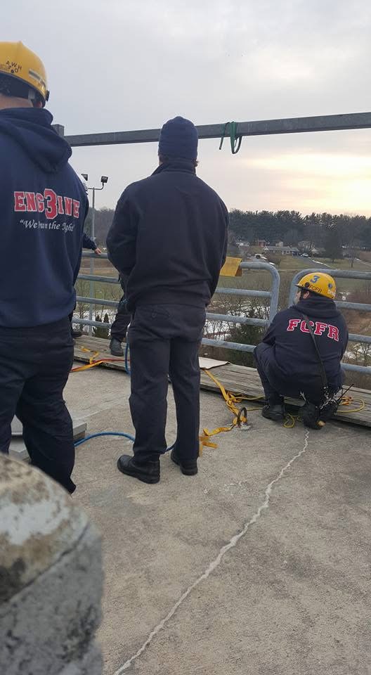 Rooftop technical rescue training with rope systems, FCFR